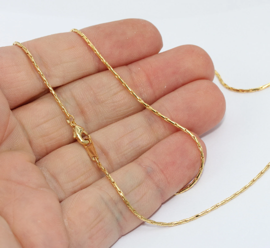 19" 1,2mm 24k Shiny Gold Snake Necklace, Finished Snake , BXB319