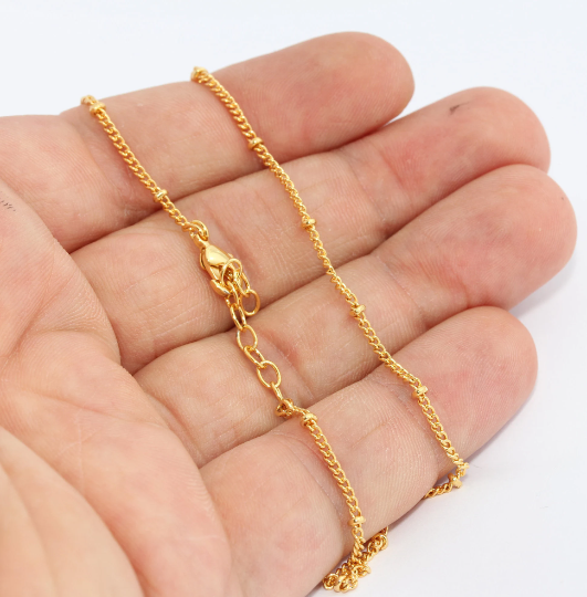 17" + 2" 24k Shiny Gold Satellite Necklace, Finished Chain   BXB335