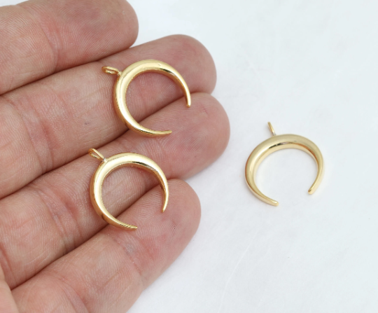 18x21mm 24k Shiny Gold Horn Charms, Horn Pendants,Gold BRT35