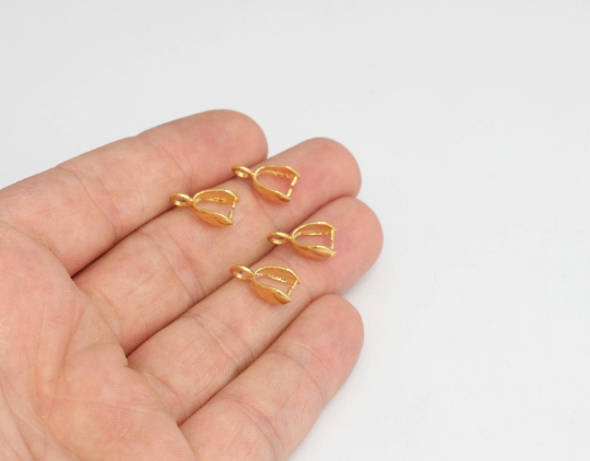 14mm 24 Shiny Gold Pinch Bails, Pendant Bails, Charms, BRT892