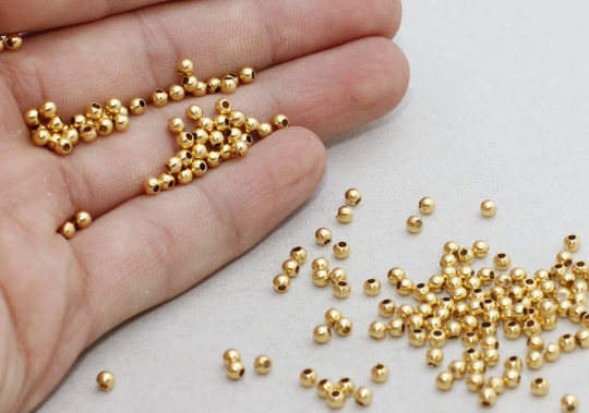 2,5mm 24k Shiny Gold Beads, Spacer Beads, Hollow, Beads  BRT590
