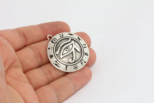 25x29mm Antique Silver Egyptian Eye, Horus Necklace, EGY, AE61