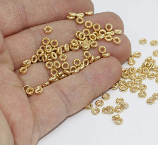 4,5mm 24k Shiny Gold Plated Rondelle Beads, Spacer Beads BRT684