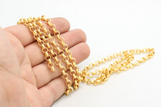 Catena Rolo in oro opaco 24k da 9,9 piedi e 5,5 mm, saldata, BXB210-2