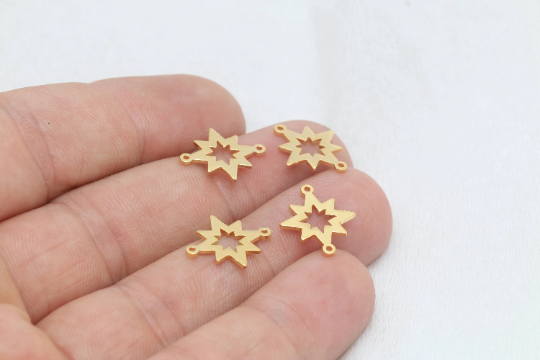 13x15mm 24k Shiny Gold North Star, Two Hole North Star, BRT765