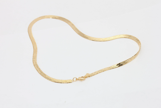 17" 5mm 24k Shiny Gold Snake Chains, Wide Snake Chains,  BXB284