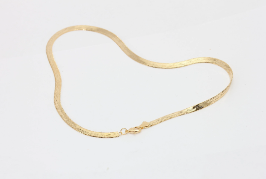 17" 5mm 24k Shiny Gold Snake Chains, Wide Snake Chains, BXB284