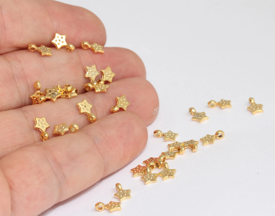 5x7mm 24k Shiny Gold Star Charms, Star Pendant, Bracelet MLS135
