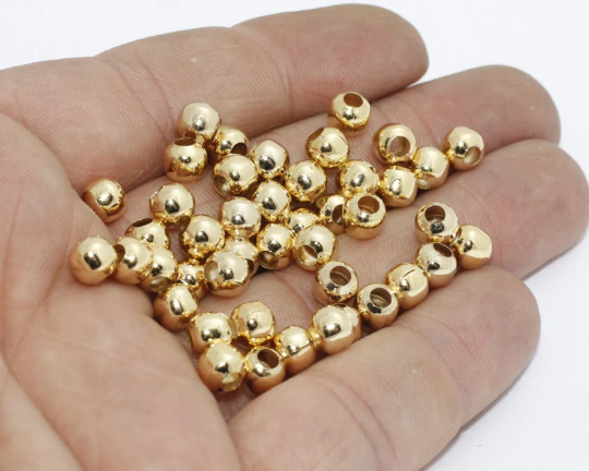 6mm 24k Shiny Gold Beads, Spacer Beads, Hollow Beads, BXB334