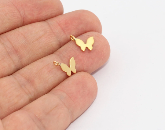 8x10mm 24k Shiny Gold Butterfly Charm, Butterfly , MTE921