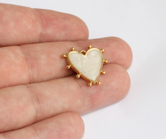 '21mm 24k Shiny Gold Heart Charms, Love ,Necklace , SG BRT582