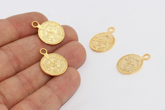 17x23mm 24k Shiny Gold Ottoman Disc, Ottoman Jewelry, MTE773