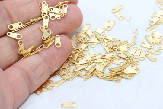 3x8mm 24k Matt Gold Necklace Connector, Chain Tabs, Brass DOM25