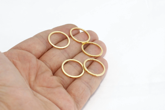 20 mm 24 Ayar Parlak Altın Kapalı Yüzükler, Bağlantılı Tılsımlar, AE119