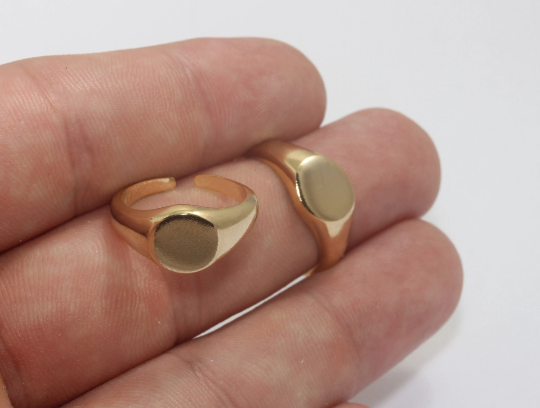 17-18mm 24k Shiny Gold Ring, Nameplate Ring, Band Rings MLS208