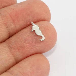 4x13mm Rhodium Plated, Seahorse, Seahorse Necklace, MTE664