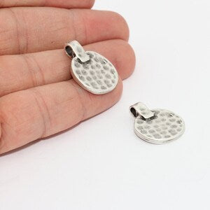 19x25mm Antik Gümüş Çekiçlenmiş Madeni Paralar, Madeni Para MTE1136