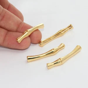 Ciondolo a forma di osso in oro lucido 24k, 5x44 mm, scheletro di bambù, MTE1374