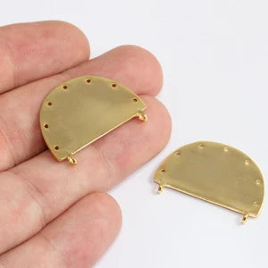 22x32mm 24k Shiny Gold Semi Circle Charms, Semi Circle MTE1439