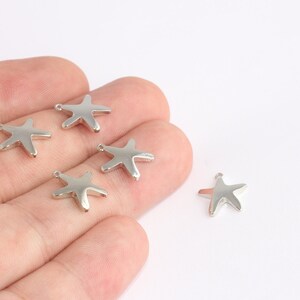 12x13mm Rhodium Plated Starfish, Starfish Charms, Sea SLM469