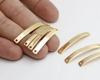 Curved Rectangle bar, Connector, Gold Plated, MTE33