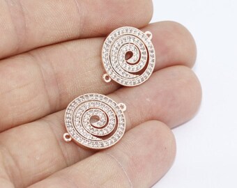Charms infinito micro pavé da 17x20 mm, ciondoli rotondi con zirconi cubici, ZRCN95