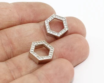 12 mm Rodyum Kaplamalı Altıgen, Mikro Döşeme Altıgen, ZRCN86