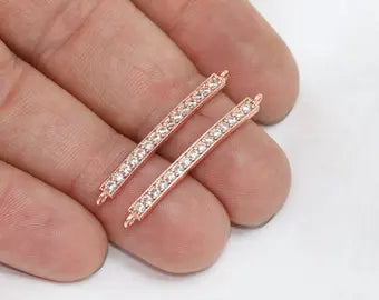 Connettore pavé in oro rosa 3x36 mm, connettore con zirconi cubici zrcn526