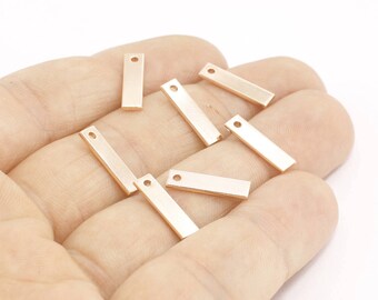 4x15 mm Gül Altın Dikdörtgen Boş, Düz Çubuk Kolye, MTE335