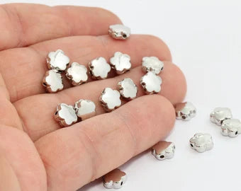 8mm Silver Plated Clover Beads, Daisy Beads, Flower ,Brass MTE444