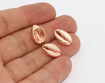 10x15mm Rose Gold ,Plated Cowrie, Cowrie Charms, Cowrie MTE679