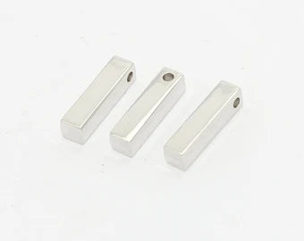 5x20mm Rodyum Kaplama Çubuk, Uzun Kare Çubuk, Kolye, MTE739