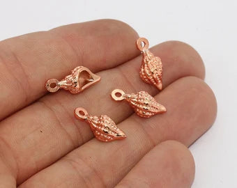 Ciondolo a forma di conchiglia in oro rosa 7x16 mm, conchiglia, pendente MTE790