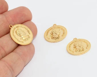 21x24mm 24k Matt Gold Medallion, Marcus Roman, Matt MTE1183