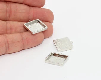 18x19mm Rodyum Kaplama Çerçeveler, Çerçeve Kolye, MTE1139