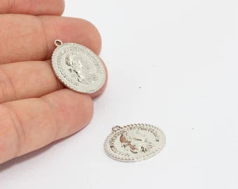 21x24mm Rhodium Plated Medallion, Marcus Medallion MTE1208