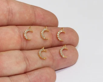 Shiny Gold Moon Charms