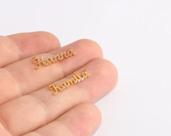 24k Shiny Gold Name Charms, Gold Name Necklace Charms, SLM873
