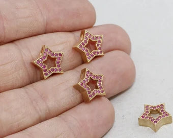 10mm Mikro Taşlı Yıldız, Kolye, Siyah Yıldız, Kolye, Altın ZRCN169