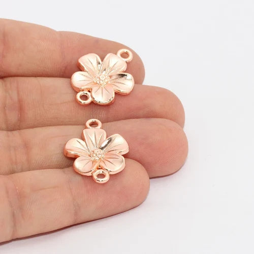 18x24mm Rose Gold Daisy Charms, Bracelet Charms, Daisy MTE859