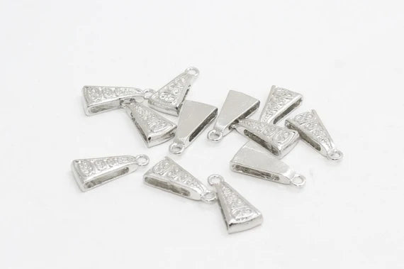 8x17mm Rhodium Plated ,Pendant Bail, Pinch Bail, KDR180