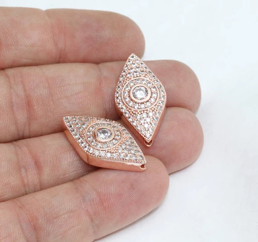 Rose Gold Pave Eye Beads