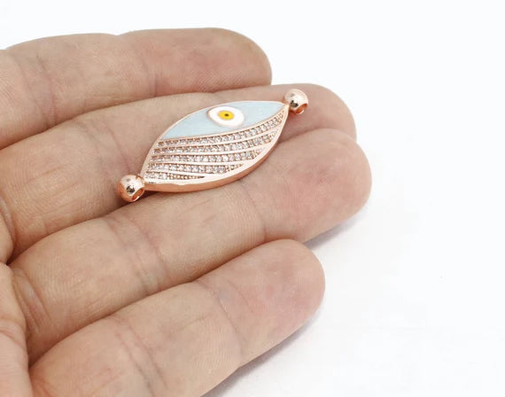Ciondoli in oro rosa 15x43 mm, ciondoli contro il malocchio, ottone ZRCN641