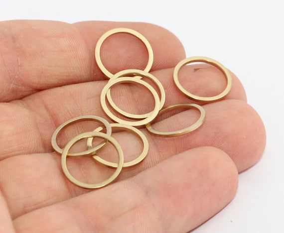 50 Pcs 14mm Raw Brass Closed Rings, Connector Charms, Circle Connector, Simple Rings, Raw Brass Hoops, Raw Brass Findings, CHK207-1