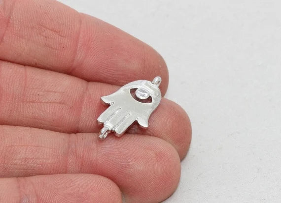 14x26 mm placcato rodio, Hamsa, Micro Pave Hamsa ZRCN245