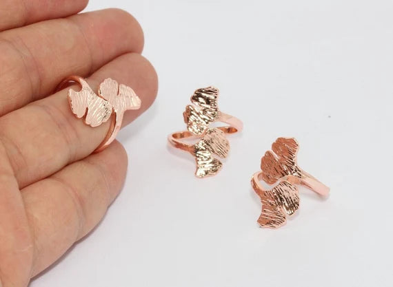 Rose Gold Ring, Gingko Biloba Leaf Ring, Maidenhair MTE1201