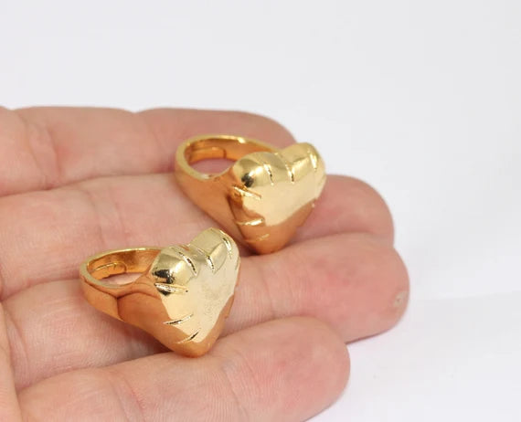 17-18mm 24k Shiny Gold Heart Rings, Statement Rings,Gold MLS147