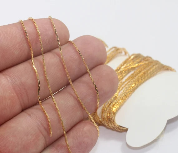 0,75mm 24k Shiny Gold Cable Chains, Knitted Brass Chains, CHK405-1
