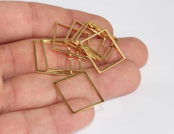 Connettore quadrato in oro lucido 24k da 20 mm, quadrato, chiuso CHK552