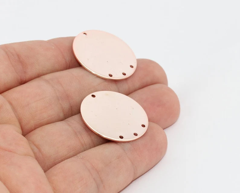 Disco rotondo in oro rosa da 25 mm, disco rotondo, stampaggio, ottone MTE844